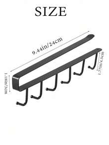 6-Hook Storage Rack - Kitchen Organizer Rack - Cup Holder, Multi-Function Under Cabinet Shelf (Black/White) - Multicolor - View 5