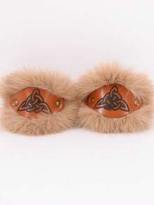 2 chiếc còng tay thời Trung cổ Viking bằng lông thú giả và da PU, bảo vệ cổ tay hiệp sĩ thời Phục Hưng, phụ kiện trang phục Halloween, lễ hội Viking, LARP, đạo cụ lễ hội. - ZSJ-319-2PCS - Xem 17