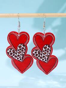 1 đôi bông tai acrylic hình trái tim và họa tiết da báo dễ thương, thích hợp cho sử dụng hàng ngày, đi làm, lễ hội, tiệc tùng, phụ kiện dành cho nữ. - Nhiều màu - Xem 4