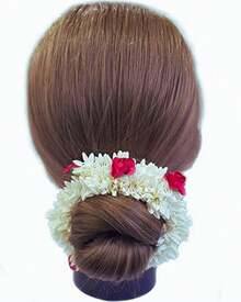 Traditional Hair Accessories – White Gajra With! Artificial Flower Jewellery Women, Party Wear, Bridal, Mehndi, And Hair Bun Stylingvalentine's Day QIVR - 1 - 查看 5