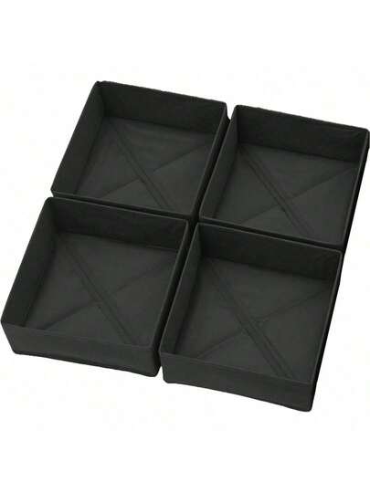 1/4 Pack Foldable Fabric Storage Boxes, Wardrobe & Dresser Organizer Bins, Fabric Basket Divider Boxes For Clothes, Underwear, Bras, Socks, Etc.