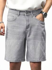 European & American Teenage Boys' Fashionable Casual Style Gray Denim Shorts - Grey - View 7