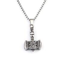 New  Hot-Selling In-Stock Retro Dominant Viking Thor's Hammer Pendant Stainless Steel Necklace DUCJ - Giọt vàng + Dây chuyền hoàng gia - Xem 12