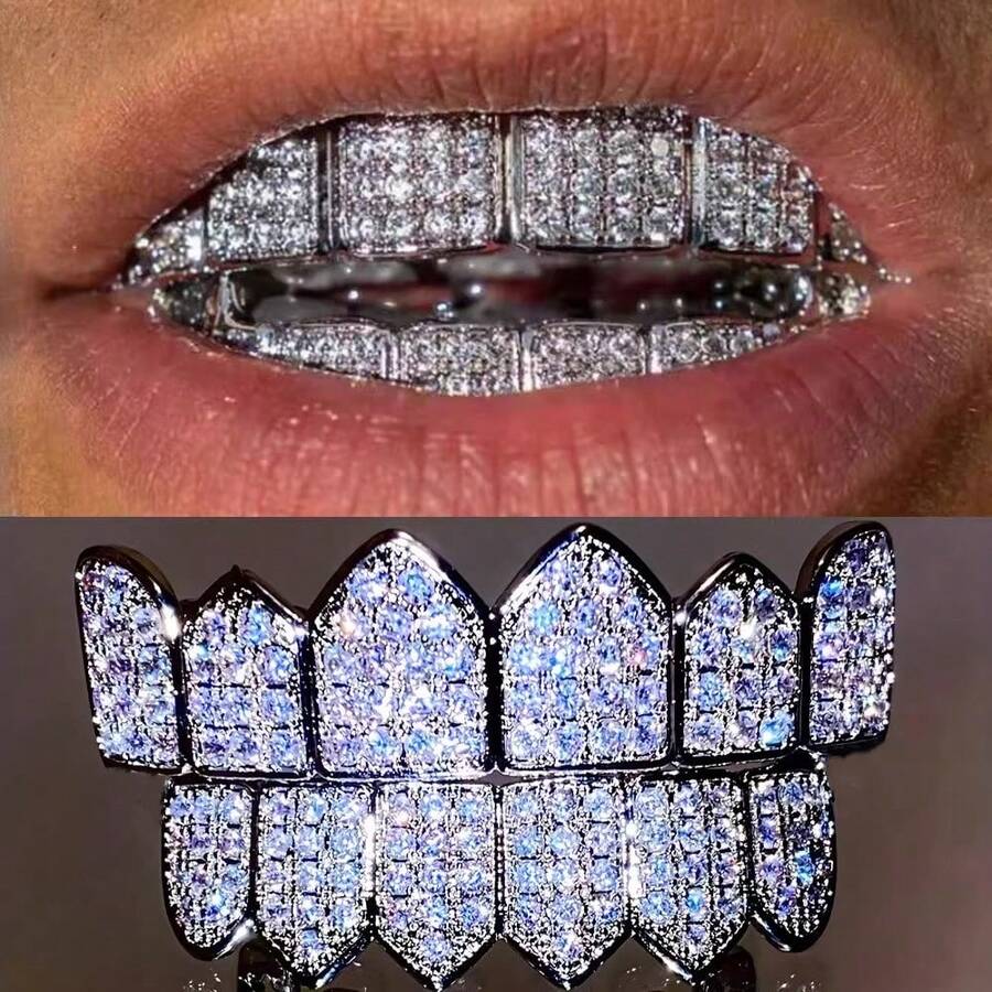 1pc/2pcs Grillz Hip-Hop 18K Gold Plated Grillz GRILLS Teeth Gold Tooth For Halloween, Party & Gift Unisex