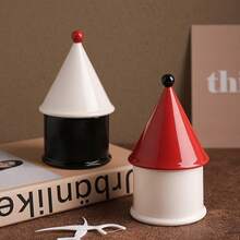 Modern Minimalist Toothpick Box - Elegant House-Shaped Organizer With Open Lid, Beige & Red Accent Table Decor Dining, Bathroom, Office - Multi-Purpose Storage Toothpicks, Floss, Swabs - Luxury Decoration Idea, Decorative Toothpicks - 紅色 - 查看 4