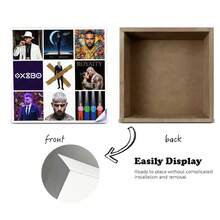 Decorative Wooden Box With Grid Of Album Cover/Artwork Prints - Elegant Display Case For Music Memorabilia, Art Collectibles, Or Photo Albums - Sturdy MDF Construction, Smooth Finish, Ideal For Shelf Decoration, Home Office, Or Music Lover Gift - 白色 - 查看 4