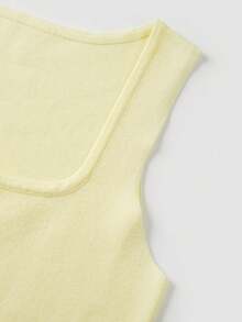 SEREN Summer New Cream Yellow Sleeveless Knit Cardigan, Women's Slim Fit Button Up Casual Street Style Lightweight Vest - Yellow - View 7