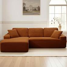 109.4" L-Shaped Boneless Sofa, Modern Corduroy Sofa, Modular Sectional Sofa With Deep Seat, Chaise Lounge Sofa For Living Room And Office, Living Room Furniture, No Assembly Required - trái cam - Xem 1
