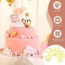 新款0-9岁生日快乐蛋糕顶层金色亚克力婚礼蛋糕顶层儿童生日派对节日蛋糕用品性别揭晓派对用品 - 彩色 - 查看 4