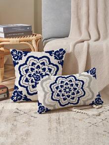 4pcs Bohemian Style Design, Home Decor, Gift, Polyester Material, Hidden Zipper, No Filling, Suitable For Home Decor, Living Room Decor, Pillowcase, Cushion Cover, Throw Pillow Cover, Sofa Decorative Cushion, Mat Cover, Soft Cushion. - Linen Material - View 8