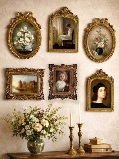 1pc Vintage European Style Resin Photo Frame, Retro Baroque Design, Can Be Placed On Desk Or Hung On Wall, Antique Home Decor, Christmas Decoration, Wedding Gift, Elegant Classic Decor, Vintage Gallery Frame, Rustic Charming Photo Display