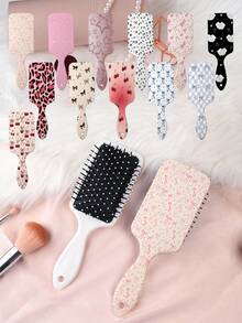 1pc Y2K Kawaii Series Air Cushion Comb, Featuring Unique Bow, Leopard Print, Star, Floral, Cloud, Cherry Motifs In Aesthetic, Straight Hair Brush Made Of Durable PC+TPU Material - Multicolor - View 1
