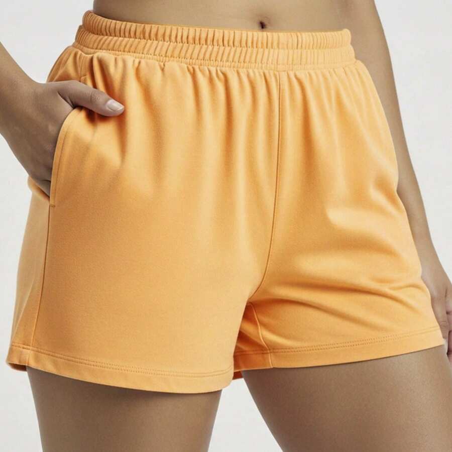 Women's Basic Plain Loose Comfortable Beachwear Summer Sporty Shorts - Mustard Yellow - View 1