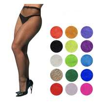 Black Or Colored Fishnet Tights For Carnival Party Costume - Black - View 4
