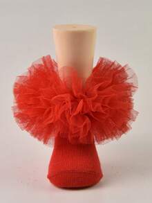 2双女童荷叶边婴儿公主袜，蓬松大荷叶边 - 彩色 - 查看 4