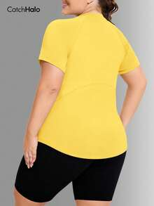 两件装加大码短袖运动上衣，插肩袖，宽松版型，圆领，速干吸汗，弧形下摆，适合运动、健身、夏季日常休闲穿着。 - 彩色 - 查看 8