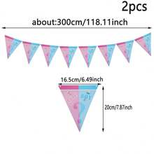 1件/2件/3件装猜宝宝性别；蓝粉相间的三角旗，儿童派对装饰；为儿童房增添气氛 - 彩色 - 查看 5
