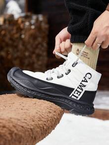 CAMEL CROWN Men's Snow Boots, Winter Warm Graphene Heated Thick Sole Anti-Slip Outdoor Ankle Boots - Black/White - View 7