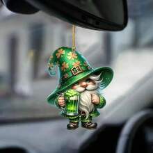 St. Patrick's Day Leprechaun dekorative Hängeornamente - Glitzer Kleeblätter und grünes Bier, Heim-Party Hängedekoration, Glücklicher Leprechaun St. Patrick's Day Hängedekoration, Feiertagsparty Gastgeschenke für Freunde, vielseitige Tasche/Handy/Auto Hängeaccessoires - Verschiedenfarbig - Übersicht 2