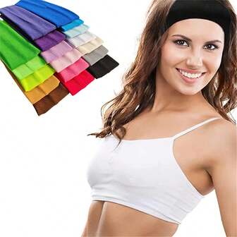 9PCS Elastic Sports Headband For Men Women Solid Candy Color Elastic Sport Hairbands Head Band Yoga Headwear Hair Accessories