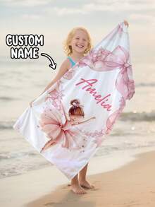 1pc Personalized Kids Beach Towel Quick Dry Customized Microfiber Towel - Multicolor - View 1