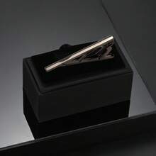 1pc Men's Bronze-Tone Elegant Copper Alloy Tie Clip, Comes With Gift Box - Bronze - View 3