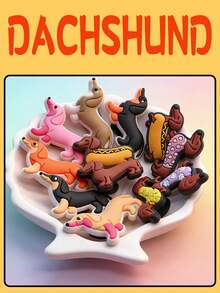 12件套腊肠犬主题PVC鞋饰，可爱毛衣、帽子、领结图案，宠物狗时装秀风格鞋饰，拖鞋和凉鞋配件，圣诞节和万圣节派对礼物，鞋子，春夏精选，伴娘礼物，房间，卧室装饰，海滩，旅行，男士，女士，度假，妇女节，旅行必备，婚礼回礼，Y2K，卧室，汽车配件，厨房装饰，可爱小物 - 臘腸犬 - 查看 5