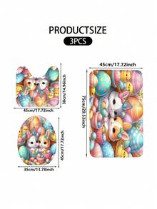 1pc/3pcs Spring Easter Colorful Eggs & Cartoon Rabbit Pattern Bathroom Mat, Machine Washable 1200g/㎡ Polyester Fiber Decorative Floor Mat, 10mm Thick, TPR Non-Slip Bottom, Soft & Absorbent, Foldable & Easy Care, Suitable For Bathroom, Shower, Toilet, Living Room, Entryway, Easter Home Decor, Multi-Scene Use, Easter Gift