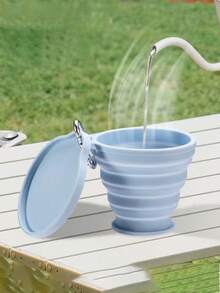 1个硅胶可折叠旅行杯，带盖硅胶折叠露营杯，旅行硅胶折叠杯，伸缩杯，可重复使用可伸缩便携式饮水杯 - 彩色 - 查看 3