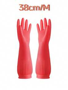 21.65 Inch/55cm Waterproof Extra Long Cleaning Gloves - Non-Slip Reinforced - Gloves For Cleaning Pond Soil - Extra Long Household Rubber Gloves For Dishwashing (Dishwasher/Aquarium/Washing Machine ) - Red - View 18