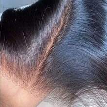 28英寸180%密度免胶即戴假发，真人发混纺，预先拔毛，预先修剪，13x4蕾丝前假发，真人发混纺，蕾丝前片，即戴，180%密度，直发，自然黑，10-36英寸 - 自然色&黑色系 - 查看 6