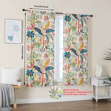 2片装2D热带植物印花半遮光窗帘，适用于客厅和卧室，清新自然风格 - 彩色 - 查看 12