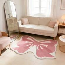1pc Large Bow Decor Carpet For Children's Room, Bedroom Decor, Small Rug, Toy Room Carpet, Home Decor, Living Room Carpet, Small Living Room Rug, Bedroom Rug, Living Room Home Decor, Outdoor Rug, Washable Carpet - Watermelon Pink - View 4