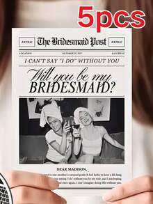 1/3/5 定制照片报纸 - 伴娘/花童个性化求婚海报，可定制黑白照片报纸，是婚礼邀请函和情人节花束包装的理想之选，优雅的婚礼派对纸质装饰，浪漫的情人节礼物（送给情侣/闺蜜），经典报纸风格订婚装饰 - 彩色 - 查看 17