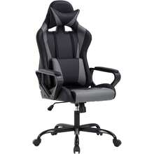 High-Back Gaming Chair PC Office Chair Computer Racing Chair PU Desk Task Chair Ergonomic Executive Swivel Rolling Chair With Lumbar Support For Back Pain Women, Men - Xám - Xem 7
