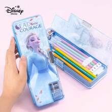 Disney Frozen Elsa Liquid Glitter Stationery Box, Multifunctional Student Pencil Case With Sharpener, Automatic Pencil, Double Layer Pen Bag - DM28118F - View 11