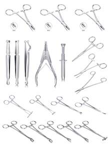 316L不锈钢专业穿刺钳，穿刺饰品更换工具，穿刺杠铃钳，穿刺球取出工具 - 3mm钳口，医用钢人体饰品球固定取出器，可松紧皮下锚钉钳，鼻中隔唇钉耳环钳，鼻中隔夹，轻松更换软骨鼻钉、唇钉和耳钉穿刺饰品 - 銀色 - 查看 2