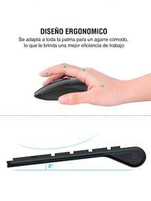 Kit Conjunto Teclado Y Mouse Inalámbrico en Español Clic Silencioso para PC Diseño Gota de Agua - Negro - Ver 3
