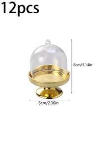 24/12/6件装金色甜点托盘，糖果礼盒，透明塑料礼品盒，用于盛放糖果、甜点，可用于装饰和收纳，适合情人节、婚礼、餐桌摆设等场合。 - 金色 - 查看 8