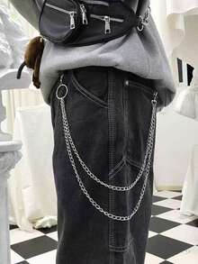 1pc Personalized Metal Belt Decorative Chain Pants Accessory, Unique Cross And Skull Pendant Design, A Must-Have For Fashionable Street, Hip-Hop, And Punk Styles, Suitable For Parties, Music Festivals, Street Events, And Other Occasions, Showcasing Extraordinary Individuality And Confident Charm. - متعدد الألوان - مشاهدة 10