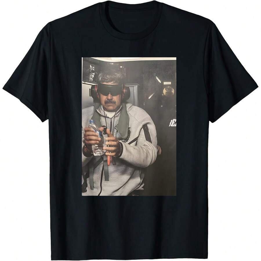 Maduro Design Features Detailed Portrait Of Nicolás Maduro T-Shirt - 黑色 - 查看 1