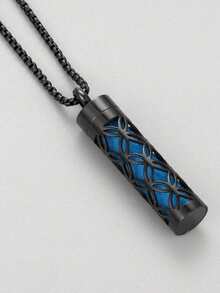 复古黑色不锈钢香薰扩香吊坠项链镂空小盒项链香水精油扩香项链香薰首饰钛钢项链女士情侣朋克吊坠DIY配件 - 黑色 - 查看 6