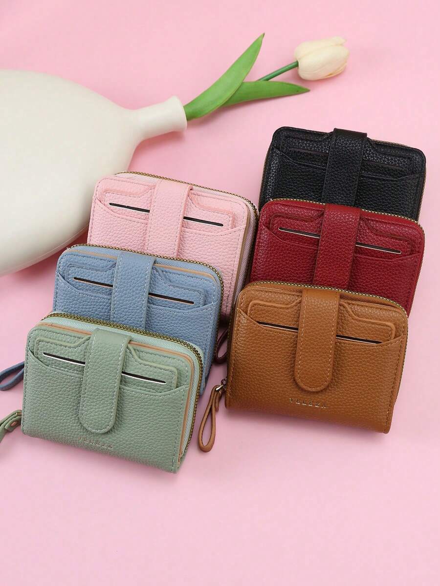 Wavhen Classic Short Clutch Wallet, Versatile Women's Lightweight Zipper Wallet, Tri-Fold Card Coin Purse Multi-Function Coin Pouch - Multicolor - View 1