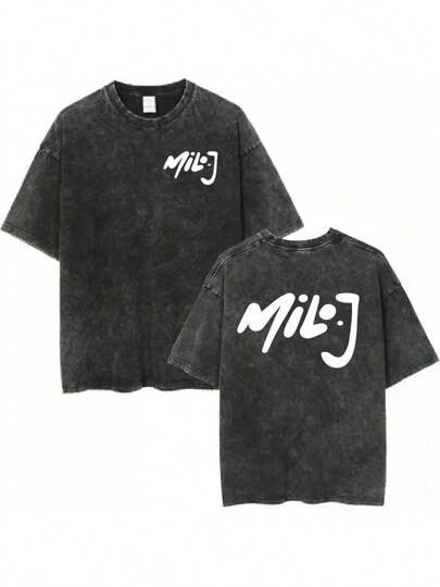 Camiseta Vintage Lavada con de Rapper Milo J para Hombres y Mujeres, Ropa Harajuku Hop, Manga Corta, Streetwear 62M2