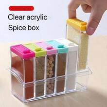 1 Set Simple Transparent Spice Jars, Spice Storage Box, Kitchen Accessories, Spice Jar Set, Creative Salt Shaker Container - Multicolor - View 8