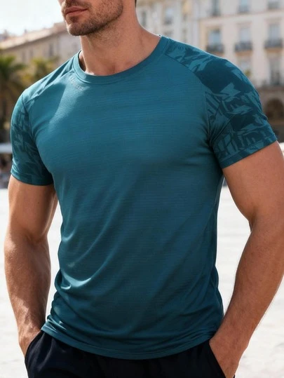 男士速干透气T恤 | 双向透气蜂窝面料 | 多功能短袖衬衫，适合健身、训练、商务和休闲穿着 | 抗皱抗菌