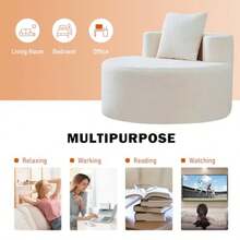 Edhreduhdr Accent Chair Living Room Chairs With Pillow Living Room Accent Chair With Comfortable Teddy Fabric Round Chair For Living Room Beige - trắng - Xem 7