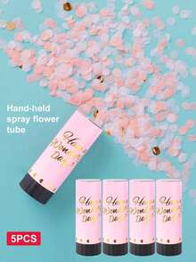 彩色纸屑礼炮，粉色（请勿将喷射口对准人或物体），适用于婚礼、生日、毕业典礼、周年纪念日、新年和圣诞节，新年装饰，情人节装饰 - 粉色 - 查看 3