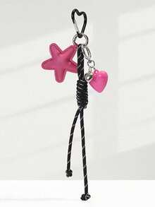 Y2K PU Leather Star Bag Charm, Handmade Nylon Rope Phone Pendant, Ins Single Buckle Tassel Keychain, Bow Star Keyring, Multi-Function Keychain Pendant, Exquisite Backpack Decor Accessories, Gift - Multicolor - View 7