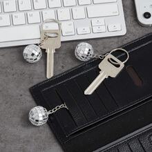 2/5/10 Stücke Mini Disco Ball Schlüsselanhänger, glänzender Schlüsselring, Tasche, Rucksack Anhänger, Geschenk für Frauen, Hochzeit, Party - Silber - Übersicht 3